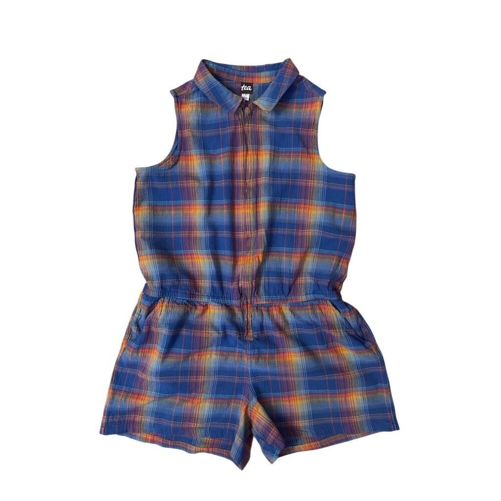 Tea Collection Plaid Collared Zipper Romper Multicolor Girls
